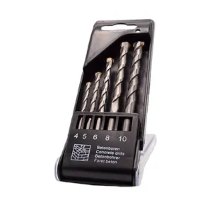 set met 5 betonboren in 4, 5, 6, 8 en 10 mm